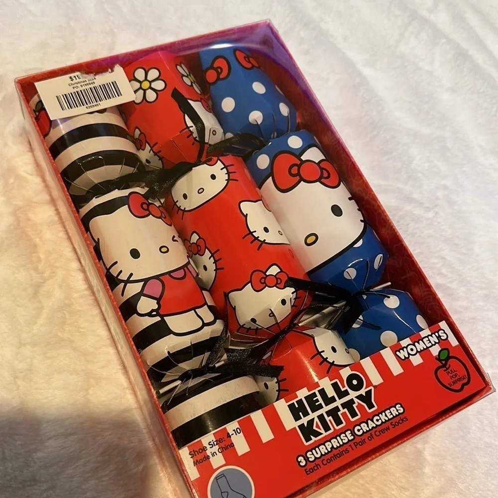 Sanrio Hello Kitty Women’s Socks -  Surprise Crackers Gift Set -  New